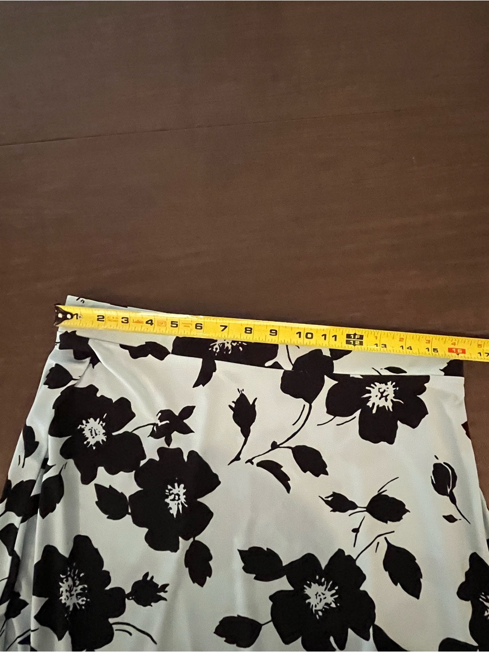 Black Label by Evan-Picone Aqua and Black Floral Maxi Skirt Size Large - Picture 6 of 8